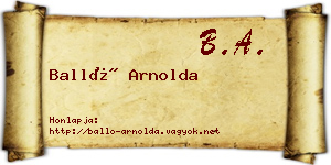Balló Arnolda névjegykártya